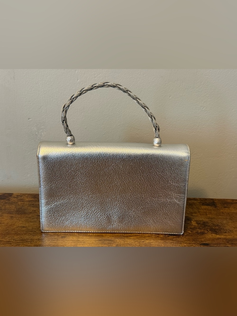 Mondaine Vintage Metallic Silver Top-Handle Women's Bag